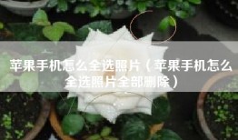 苹果手机怎么全选照片（苹果手机怎么全选照片全部删除）